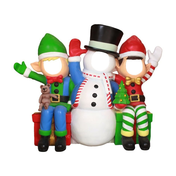 66 Inch Snowman and Friends Photo Op Resin Display