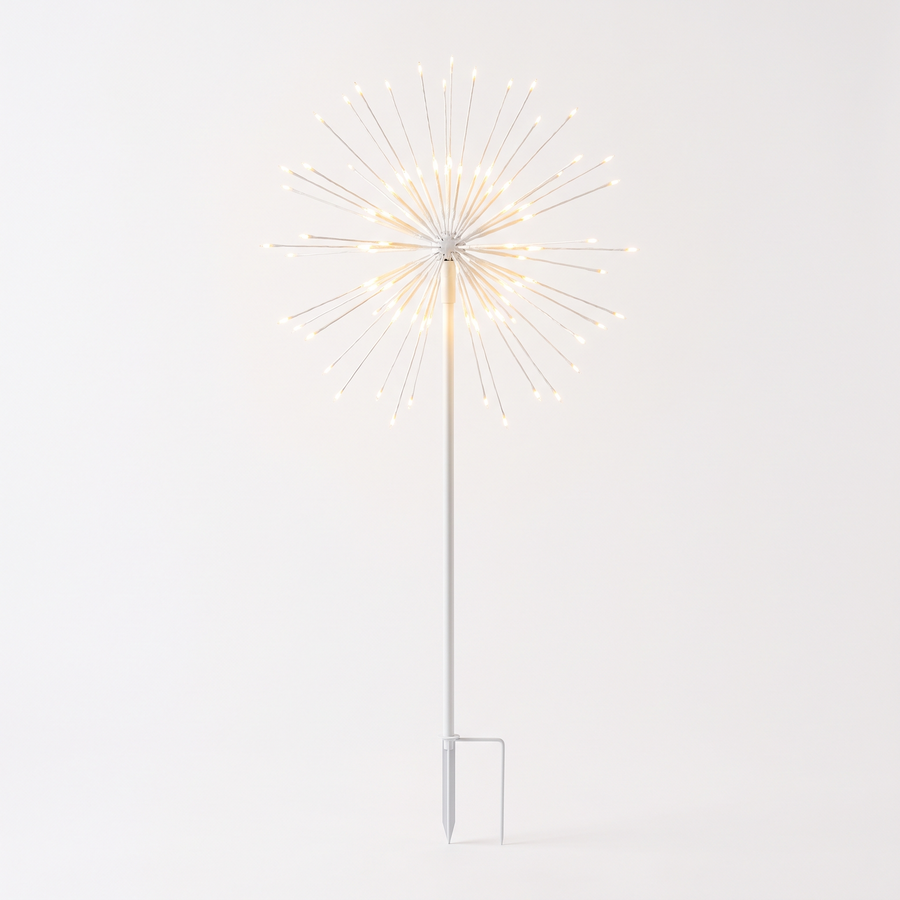 34" Warm White Light Burst Ground Stake - White Frame Warm White- Steady- White