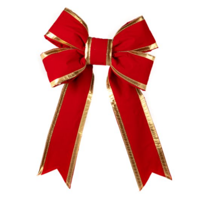 12" red velvet bow w/ gold trim holidynamics