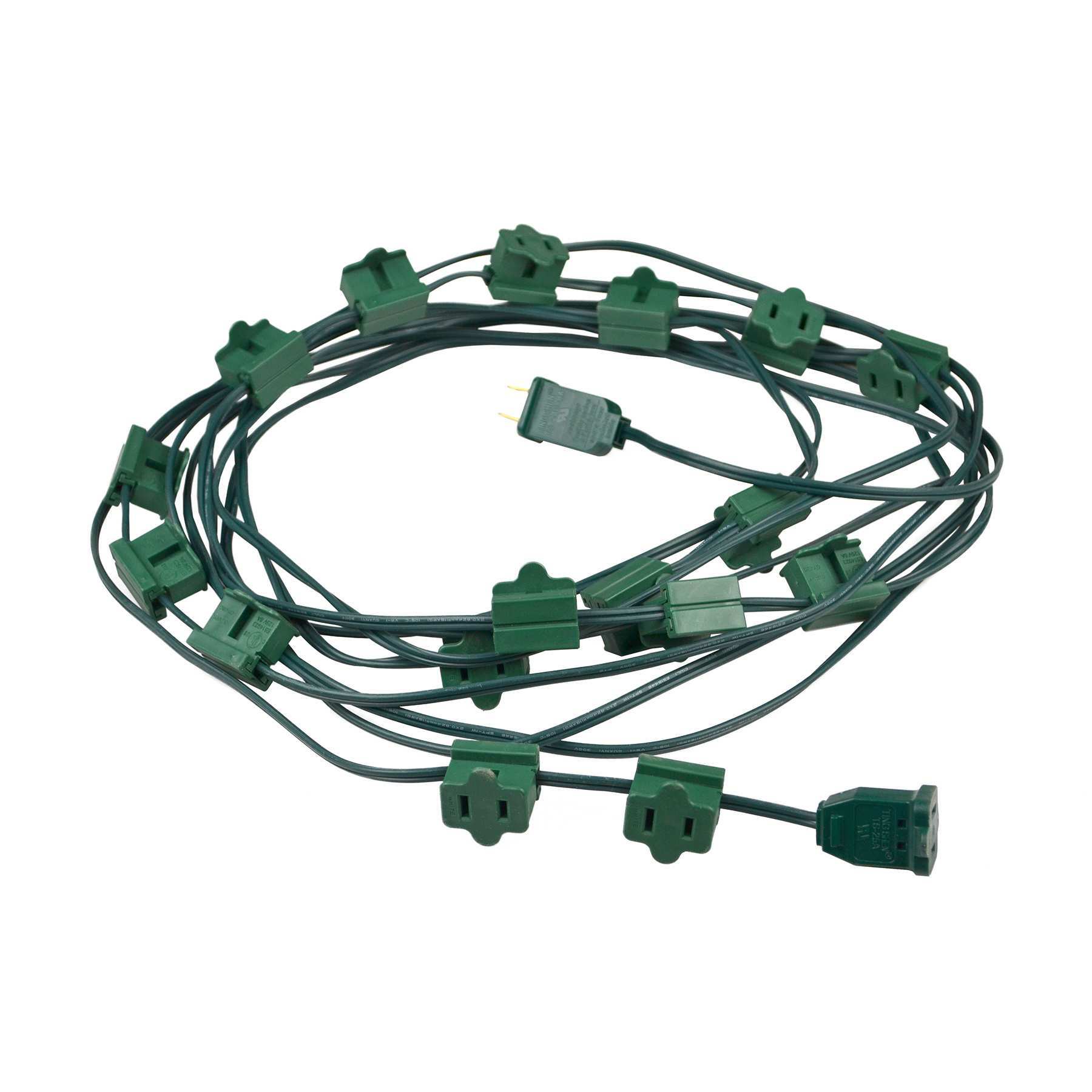 25′ Green Cord with 3 inline plugs every 4′