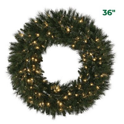 36 Mixed Pine Wreath Warm White LEDs