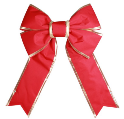 48" red canvas bow with gold trim