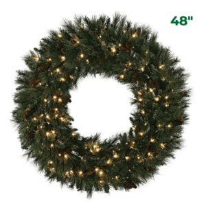 48 Mixed Noble Fir Wreath Warm White LEDs