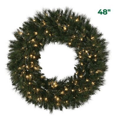 48 Mixed Pine Wreath Warm White LEDs