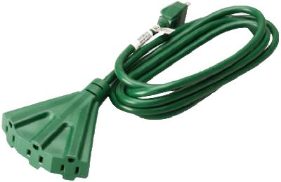 24′ 3-Way Extension Cord – Green