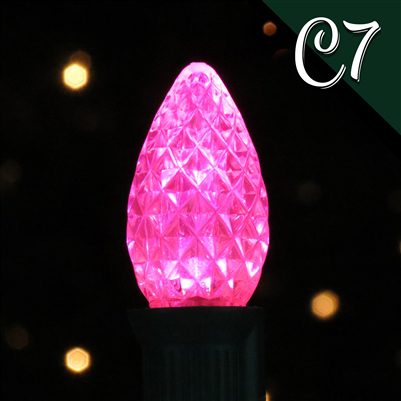 LED C7 Bulb – Transparent, Faceted – Pink