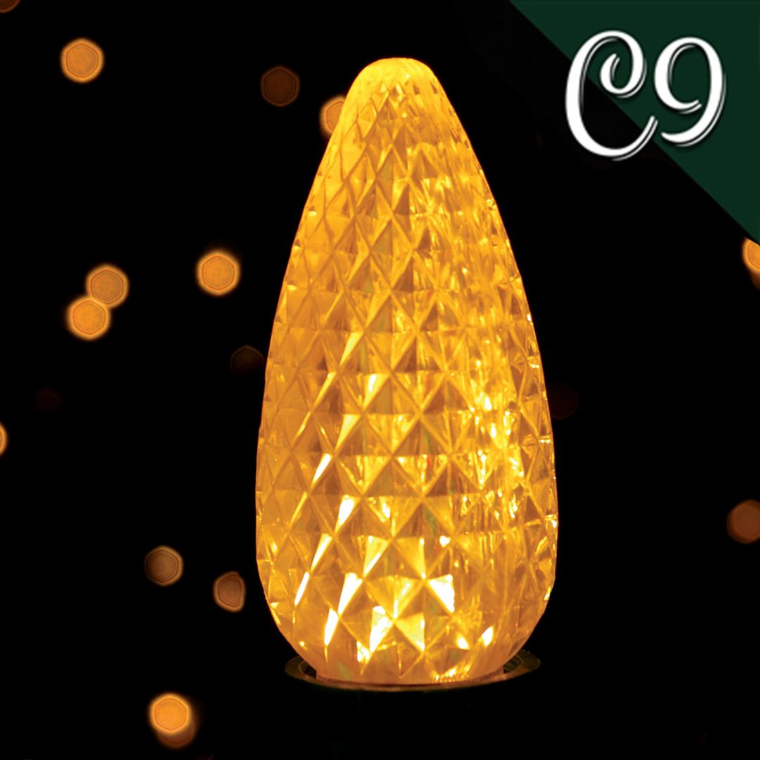 LED C9 Bulb – Transparent, Faceted – Yellow