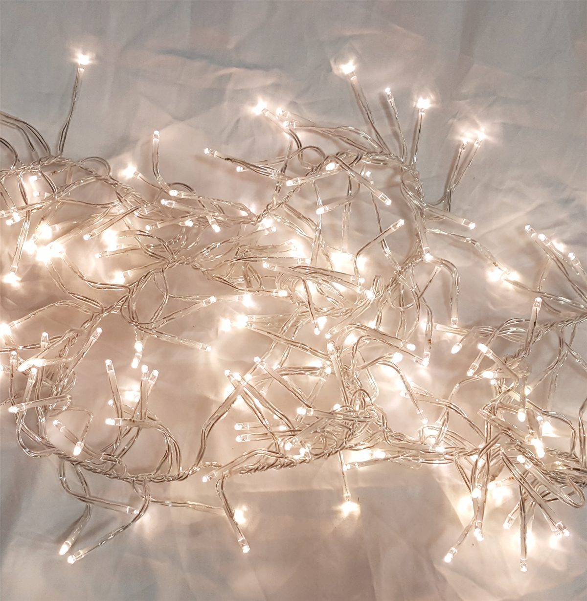 500 Light Twinkling Cluster Rice Light Set – Connectable – Transparent – Warm White