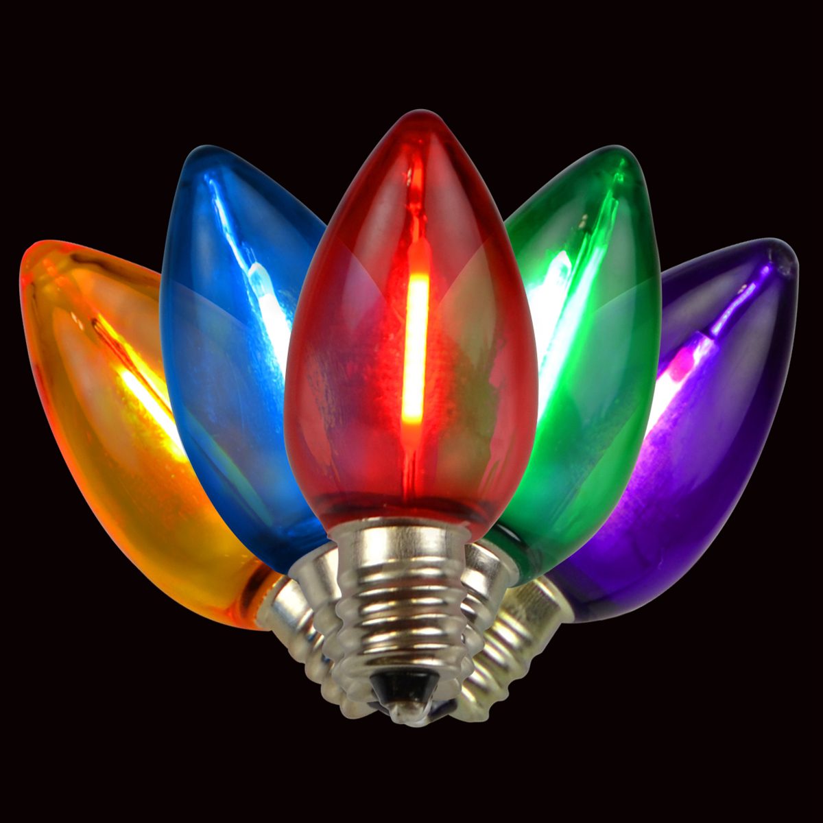 LED C9 Bulb – Transparent, Smooth Filament – Multicolor (Pack of 25)