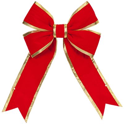 18″ Velvet Bow – Red Bow with Gold Trim