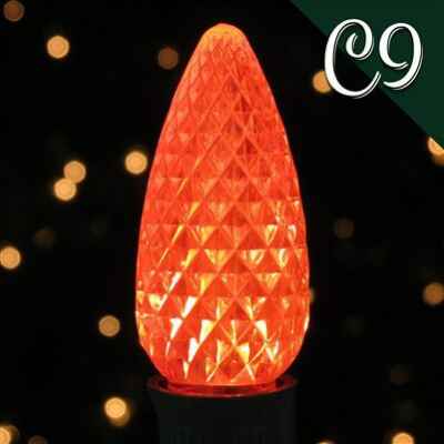 LED C9 Bulb Transparent Faceted Orange